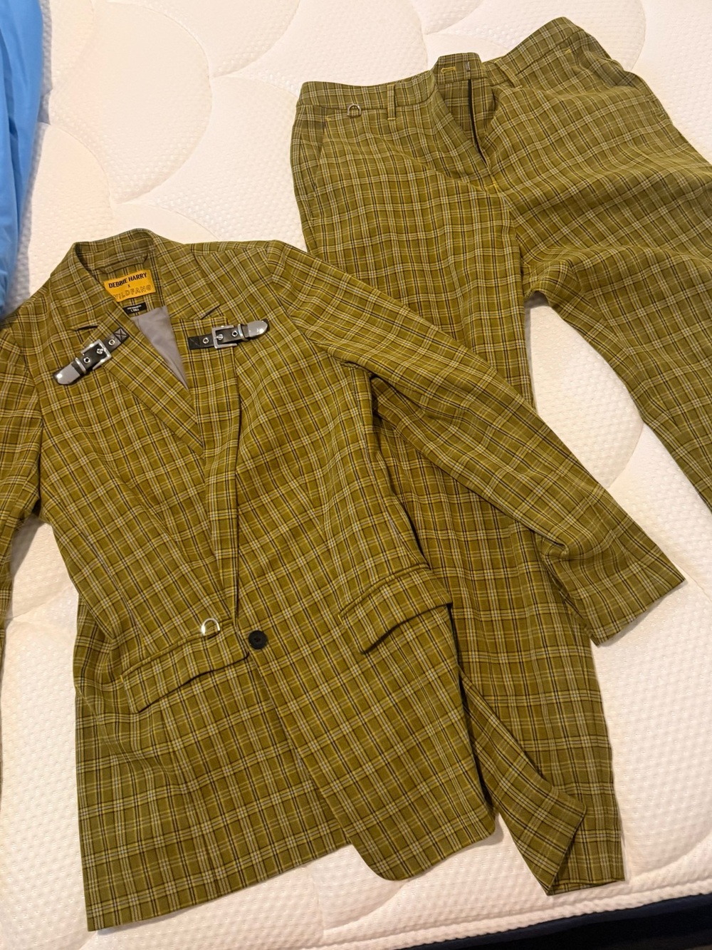 Checked Olive Plaid Women's Blazer & Trousers Set